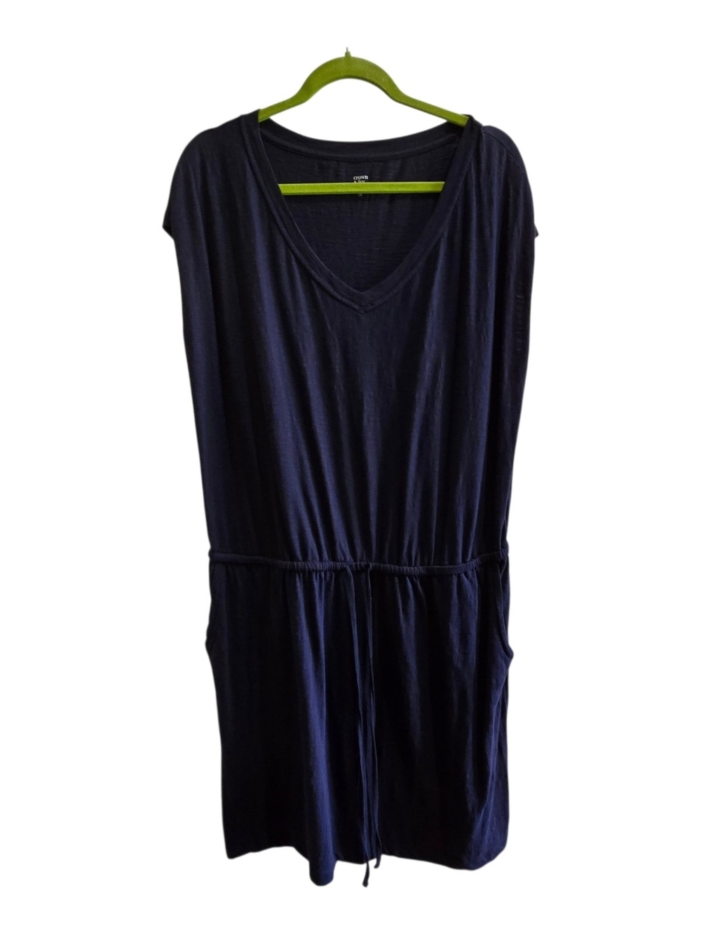 Casual Navy V-Neck Drawstring Waist Dress